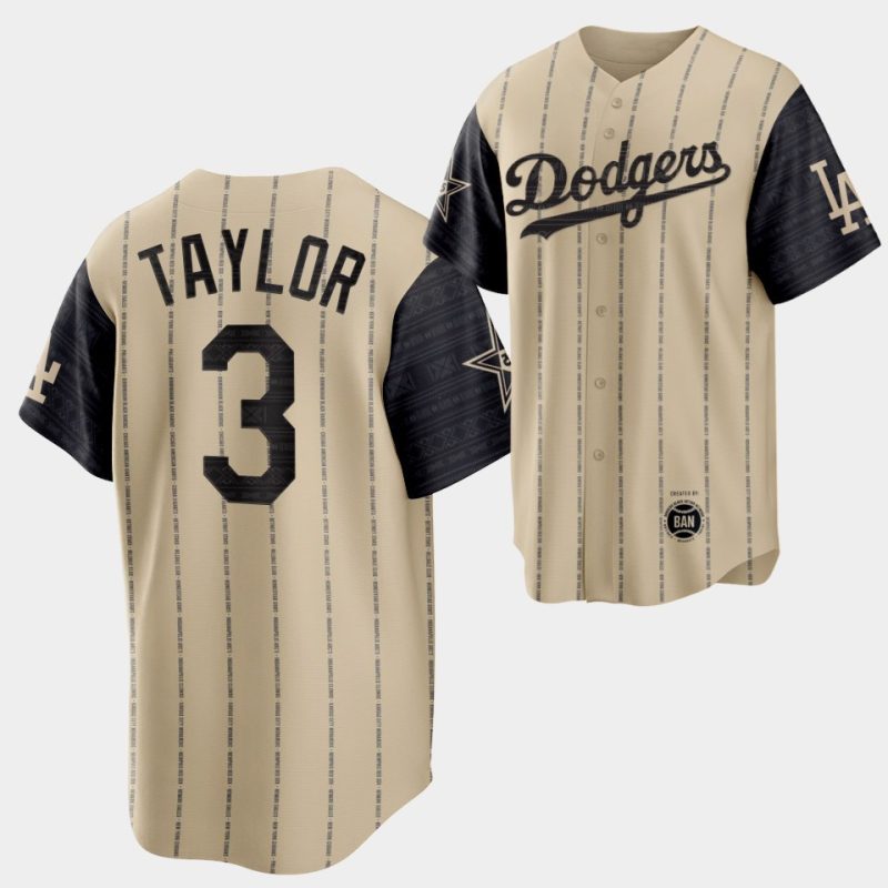 2022 black heritage night los angeles dodgers chris taylor 3 gold jersey exclusive edition