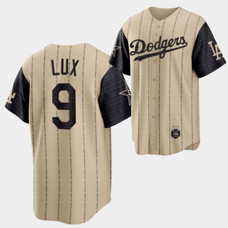 2022 black heritage night los angeles dodgers gavin lux 9 gold jersey exclusive edition