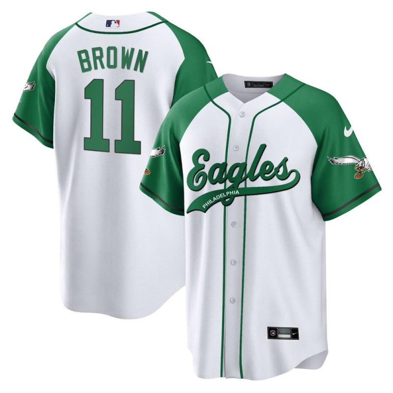 a j brown 11 philadelphia eagles baseball men jersey alternate