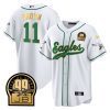 a j brown 11 philadelphia eagles jerome brown retired patch baseball men jersey white gold trim