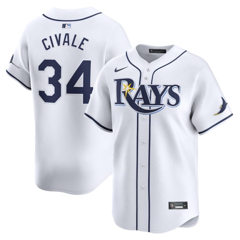 aaron civale 34 tampa bay rays home limited player men jersey white