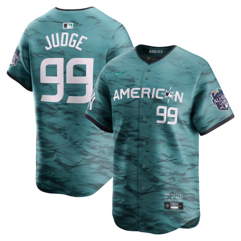 aaron judge 99 american league 2023 all star game limited jersey men teal