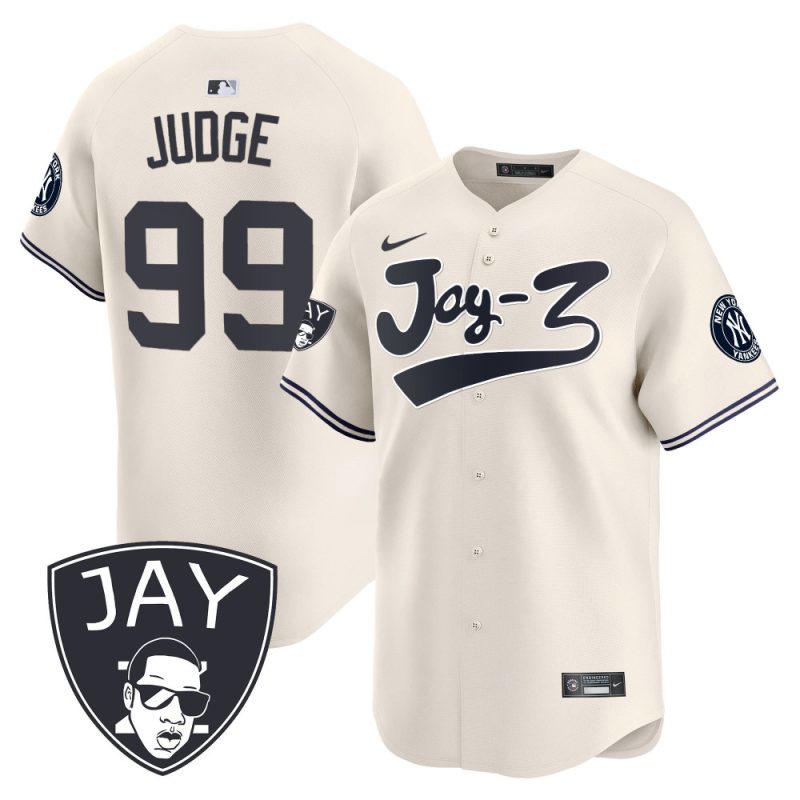 aaron judge 99 new york yankees jay z men jersey cream