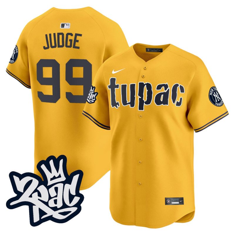 aaron judge 99 new york yankees tupac shakur men jersey gold