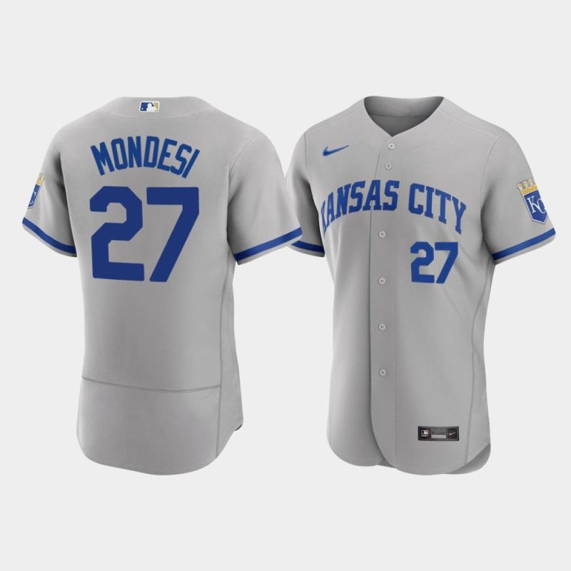 adalberto mondesi 27 kansas city royals mens 2022 road jersey gray jersey