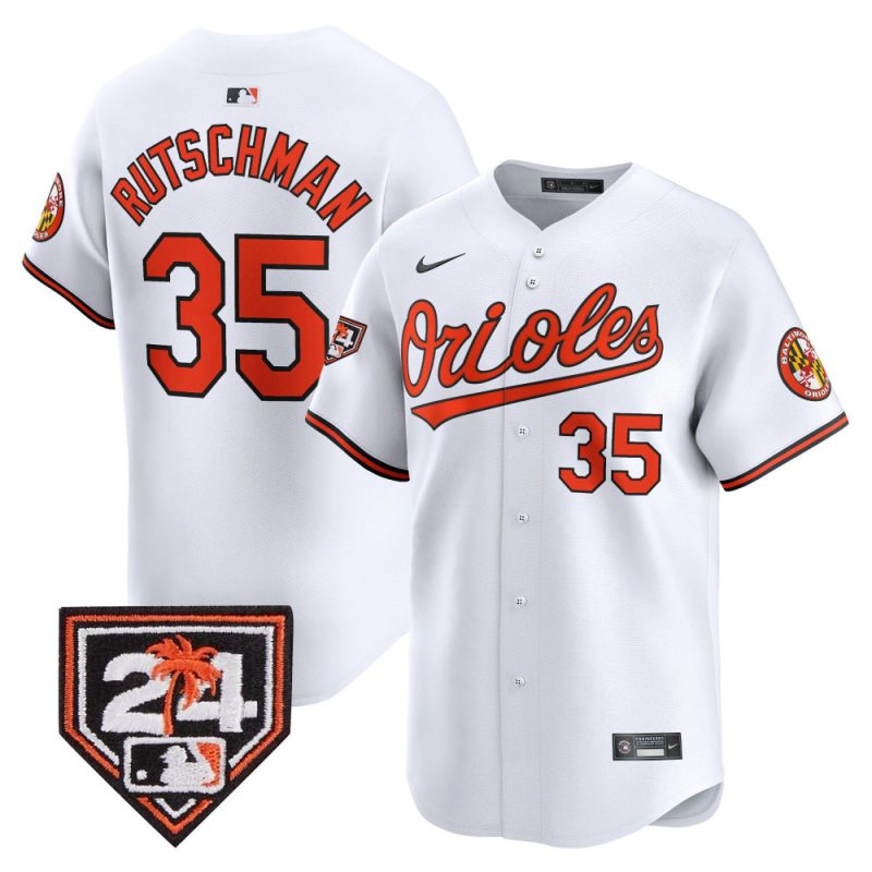 adley rutschman 35 baltimore orioles 2024 spring training patch men jersey white