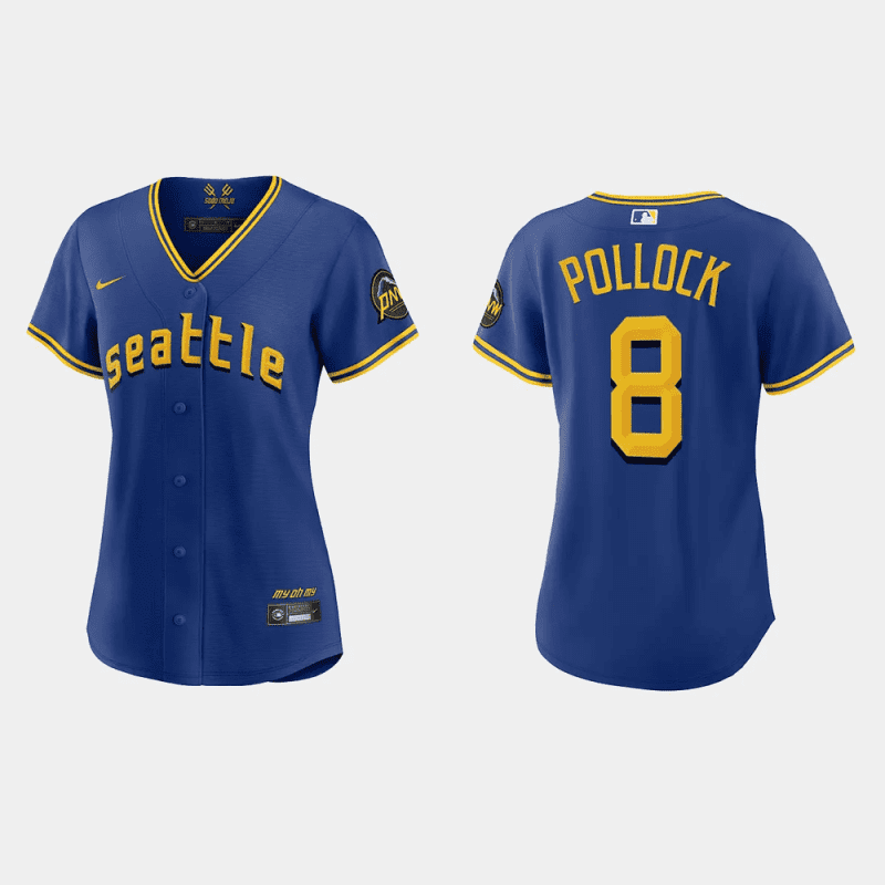 aj pollock 8 seattle mariners 2023 city connect game jersey womens royal