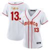 alan trejo 13 mexico 2023 baseball jersey white gold trim