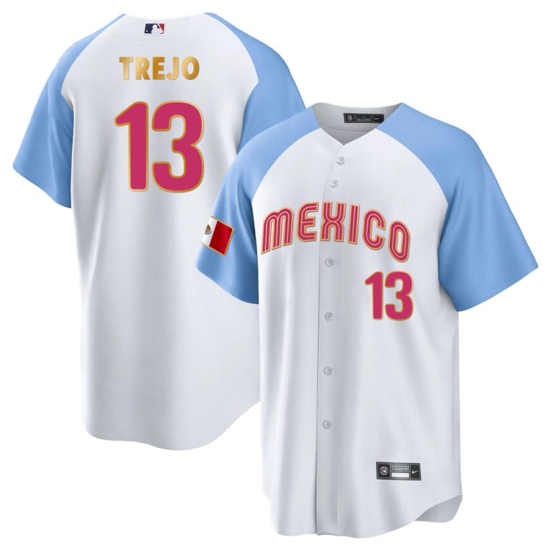 alan trejo 13 mexico 2023 baseball men jersey white