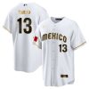 alan trejo 13 mexico 2023 baseball men jersey white gold