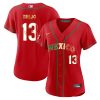 alan trejo 13 mexico 2023 flag baseball jersey red gold