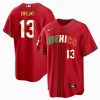 alan trejo 13 mexico 2023 flag baseball men jersey red gold