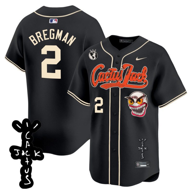 alex bregman 2 houston astros cactus jack patch v2 men jersey black