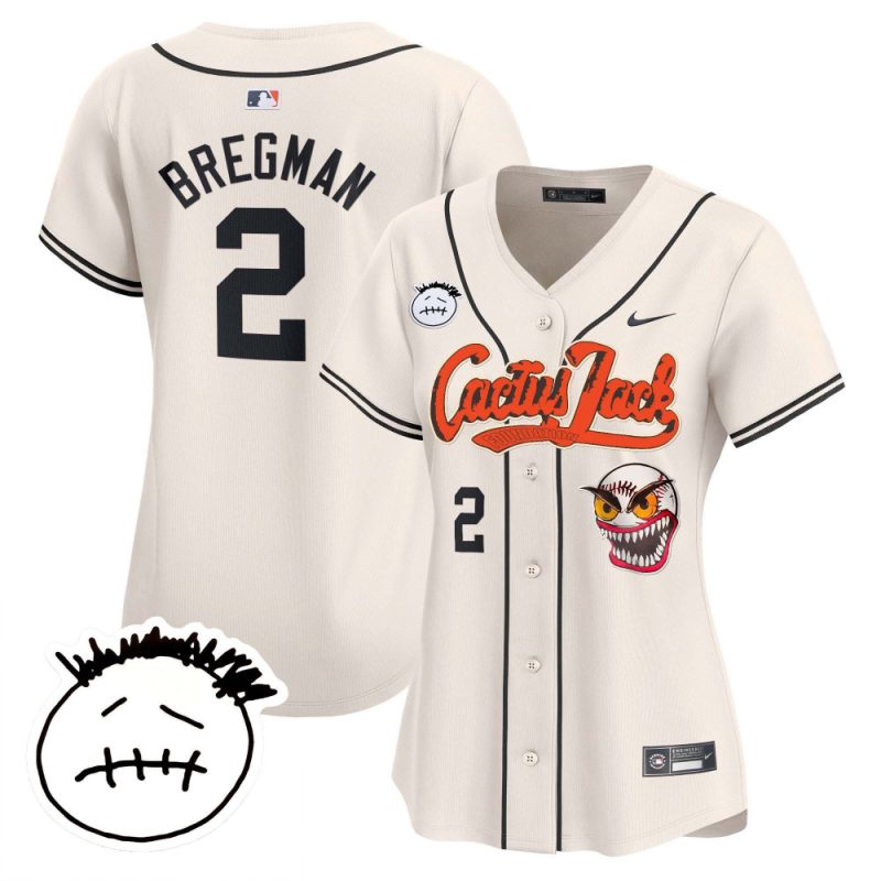 alex bregman 2 houston astros cactus jack patch v3 women jersey cream