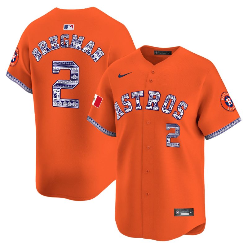 alex bregman 2 houston astros mexico men jersey orange