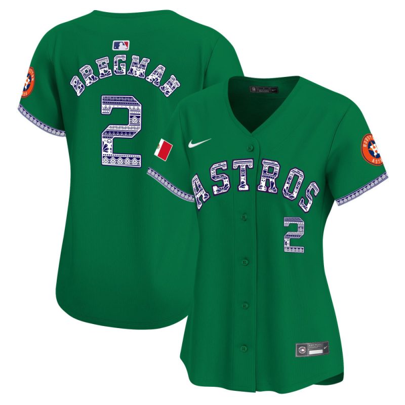 alex bregman 2 houston astros mexico women jersey green