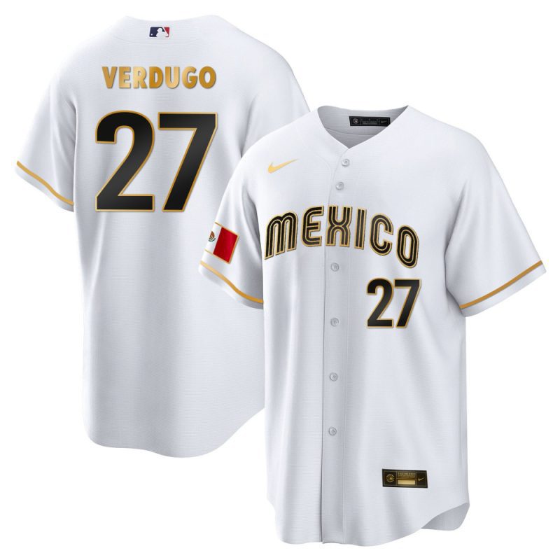 alex verdugo 27 mexico 2023 baseball men jersey white gold