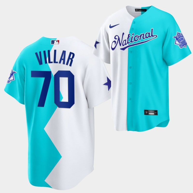 all star futures game 2022 san diego padres david villar 70 white blue jersey