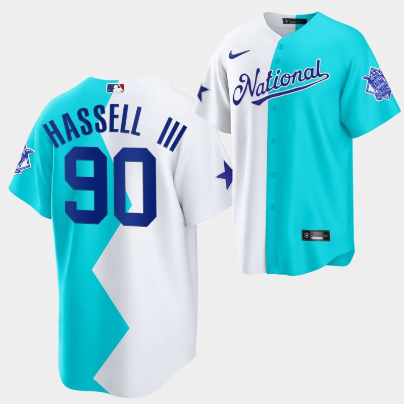 all star futures game 2022 san diego padres robert hassell iii 90 white blue jersey