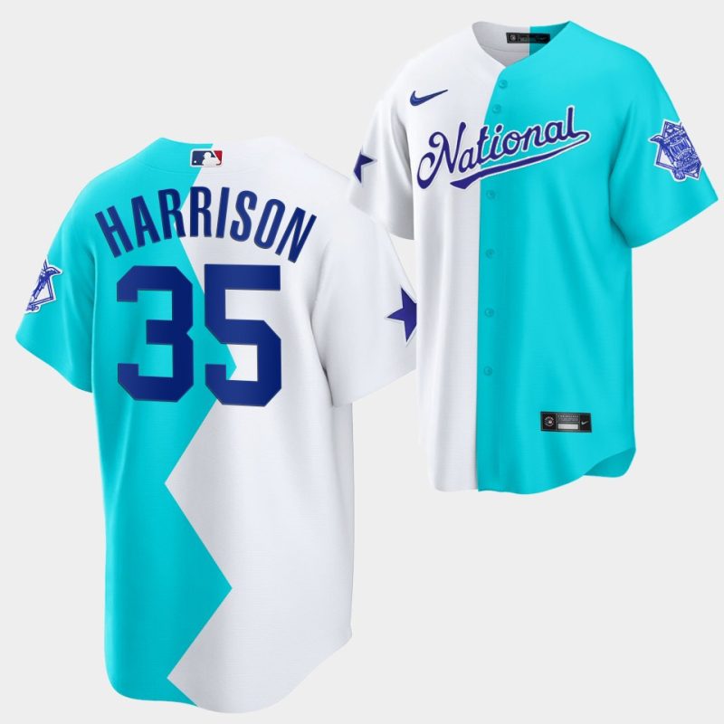 all star futures game 2022 san francisco giants kyle harrison 35 white blue jersey