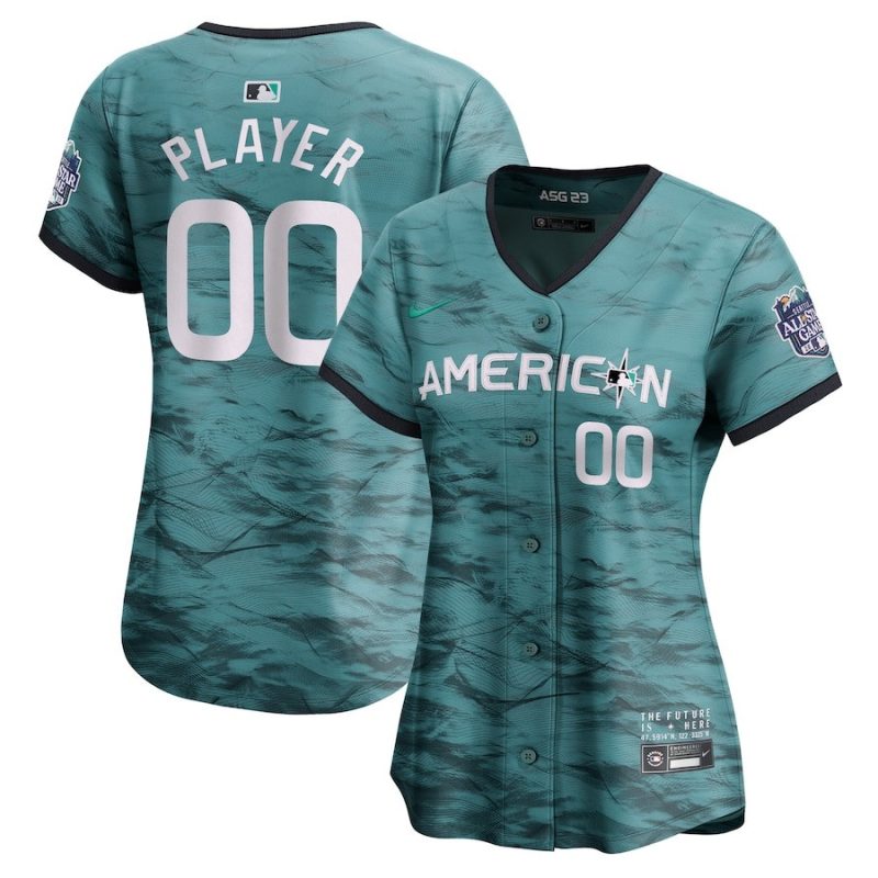 american league womens 2023 all star game limited custom jersey teal