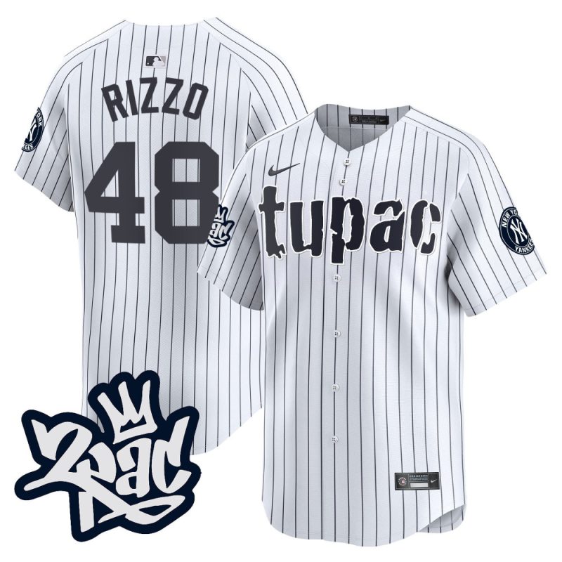 anthony rizzo 48 new york yankees tupac shakur men jersey white