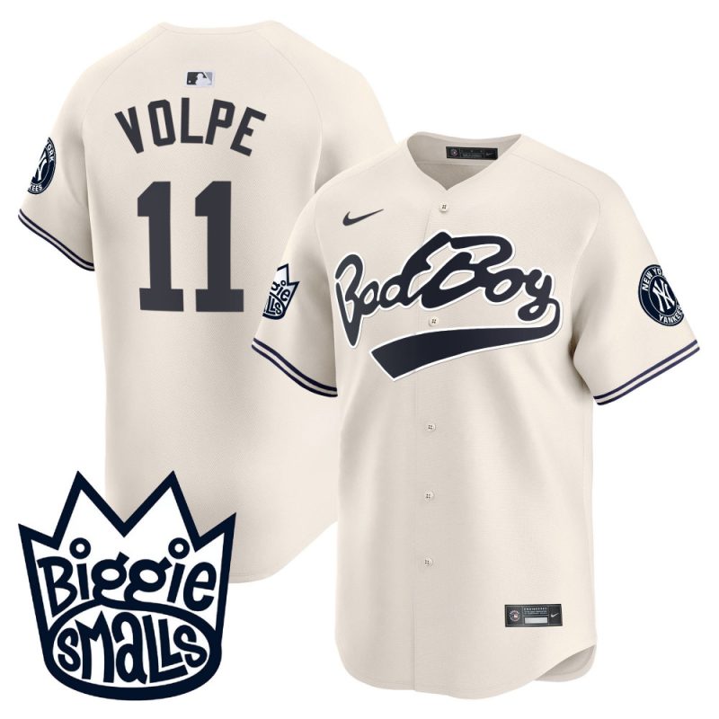 anthony volpe 11 new york yankees biggie smalls men jersey cream