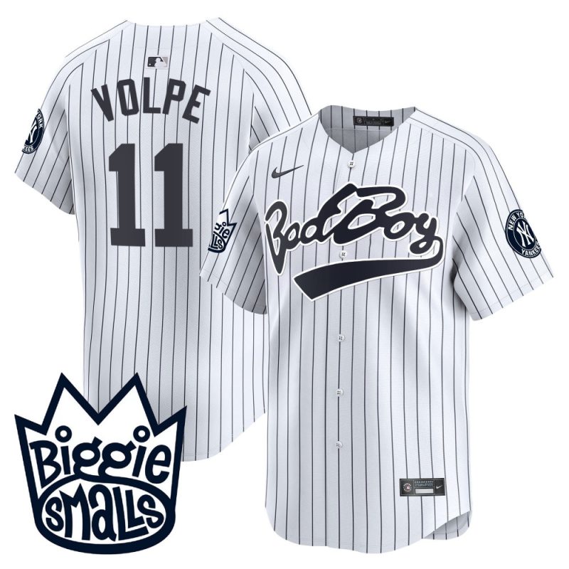 anthony volpe 11 new york yankees biggie smalls men jersey white