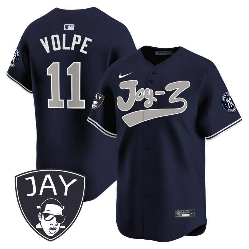 anthony volpe 11 new york yankees jay z men jersey navy