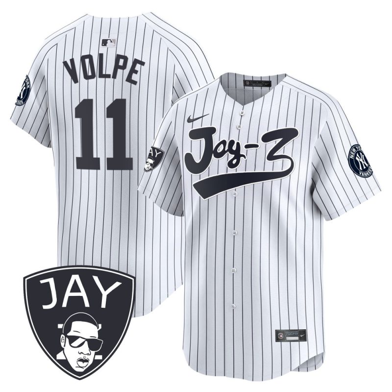 anthony volpe 11 new york yankees jay z men jersey white