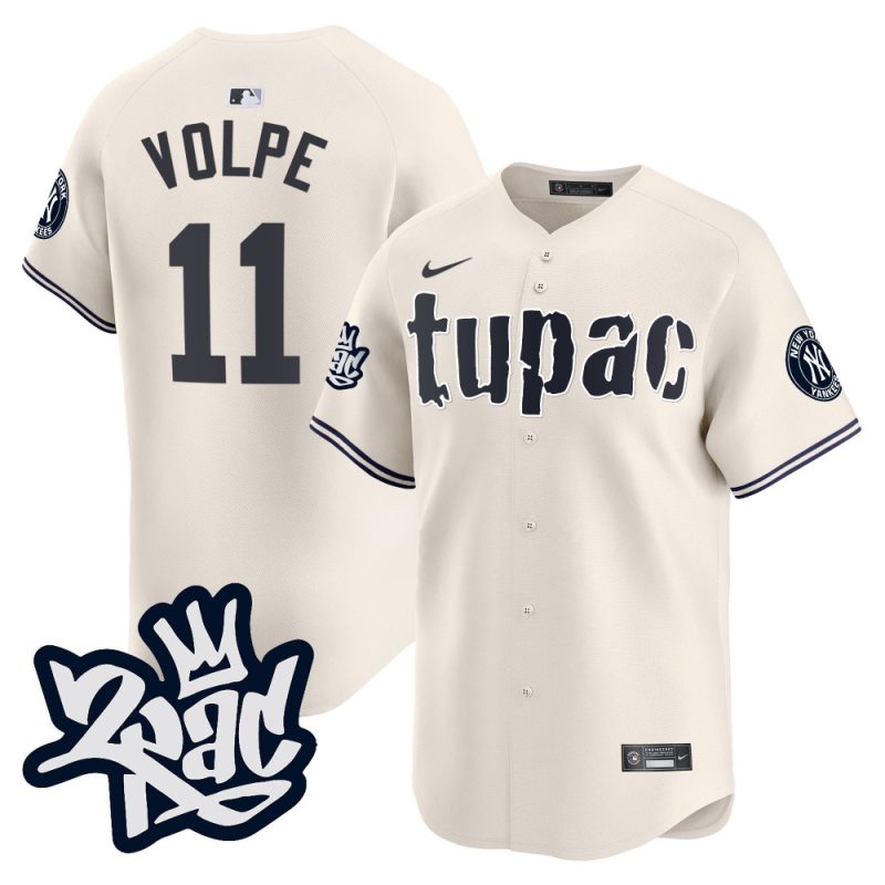 anthony volpe 11 new york yankees tupac shakur men jersey cream