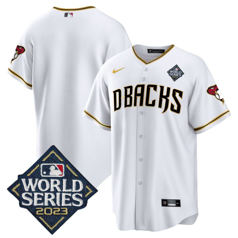 arizona diamondbacks 2023 world series men jersey white gold