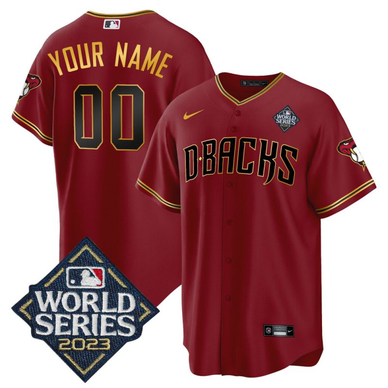 arizona diamondbacks 2023 world series patch men custom jersey crimson gold