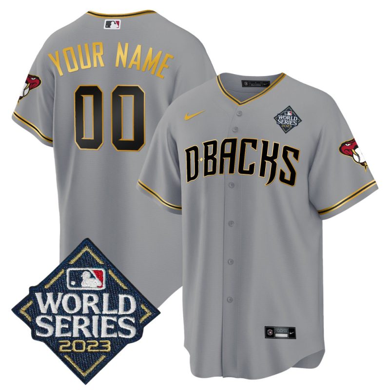 arizona diamondbacks 2023 world series patch men custom jersey gray gold