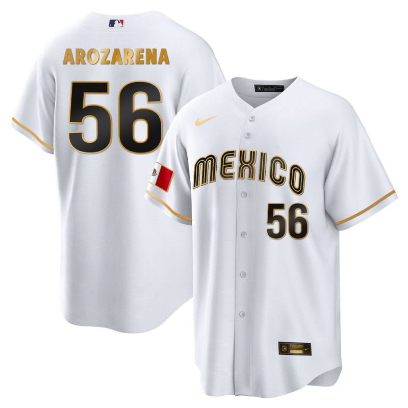 arozarena 56 mexico 2023 baseball men jersey white gold