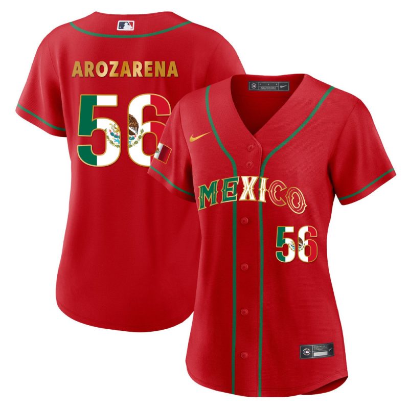 arozarena 56 mexico 2023 flag baseball jersey red gold