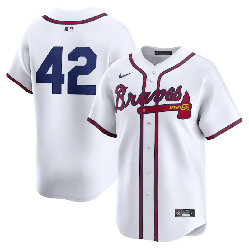 atlanta braves 2024 jackie robinson day home men limited jersey white