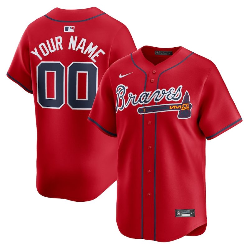 atlanta braves alternate limited custom men jersey red