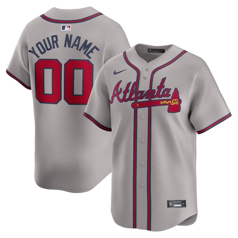 atlanta braves away limited custom men jersey gray