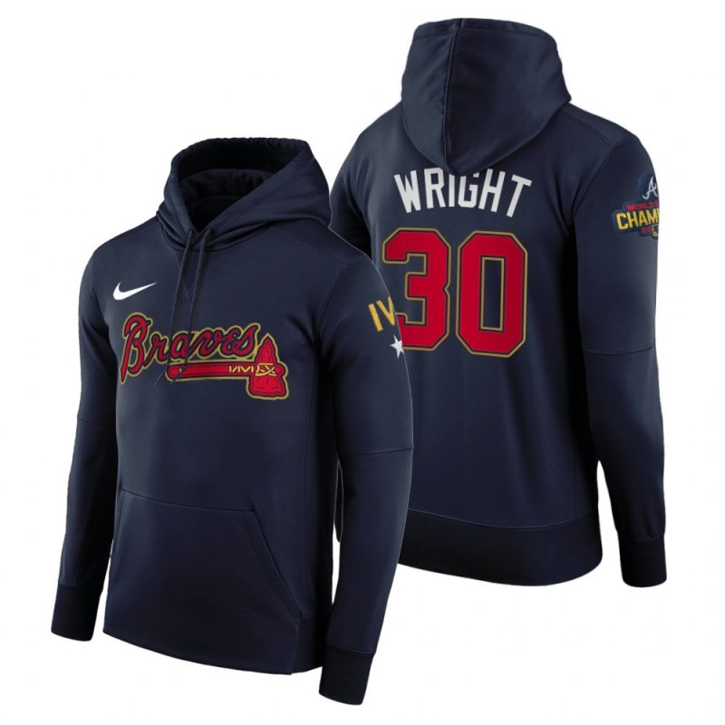 atlanta braves kyle wright navy 2022 gold program hoodie