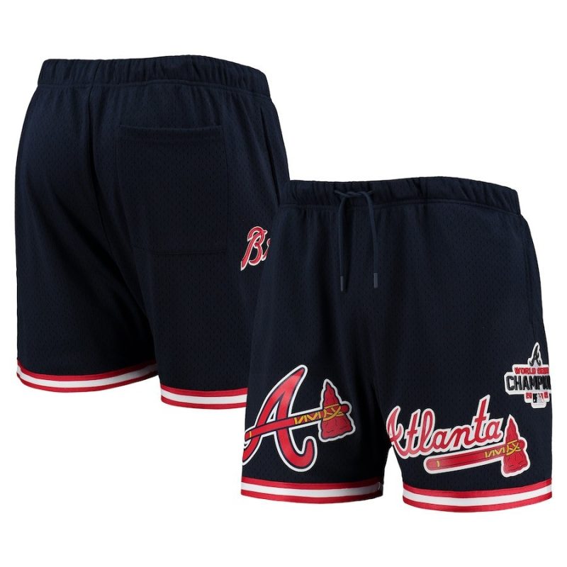 atlanta braves team logo mesh shorts navy men