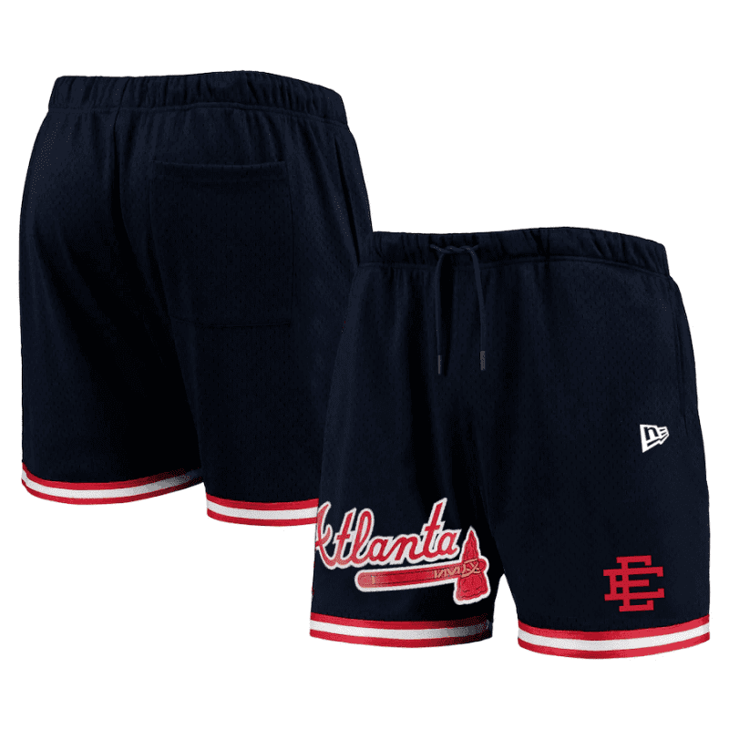 atlanta braves team standard men mesh shorts navy