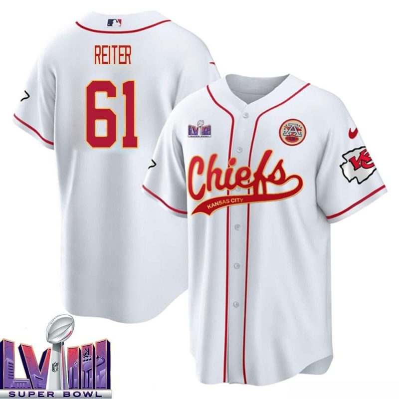 austin reiter 61 kansas city chiefs super bowl lviii baseball men jersey white