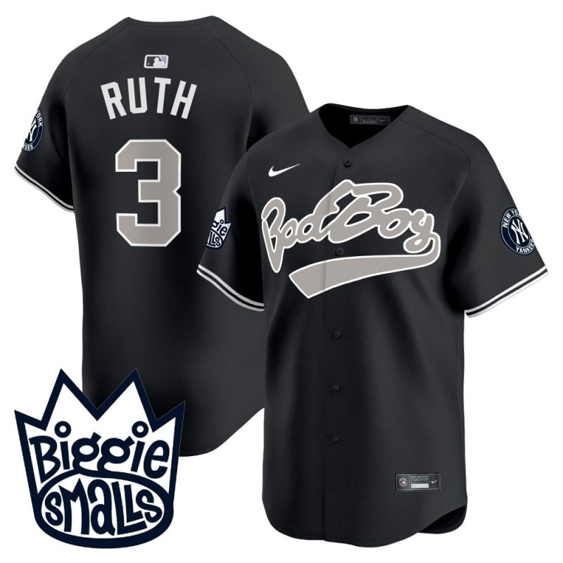 babe ruth 3 new york yankees biggie smalls men jersey black