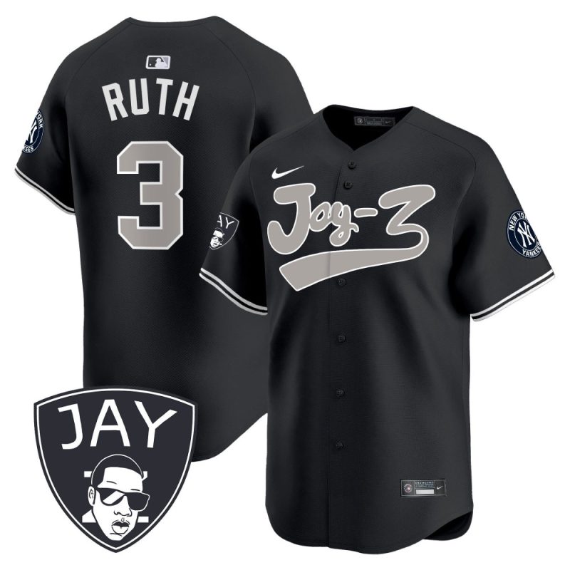 babe ruth 3 new york yankees jay z men jersey black