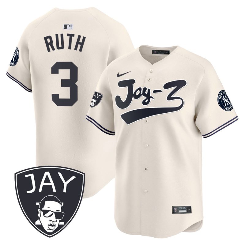 babe ruth 3 new york yankees jay z men jersey cream