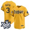 babe ruth 3 new york yankees tupac shakur men jersey gold