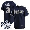 babe ruth 3 new york yankees tupac shakur men jersey navy