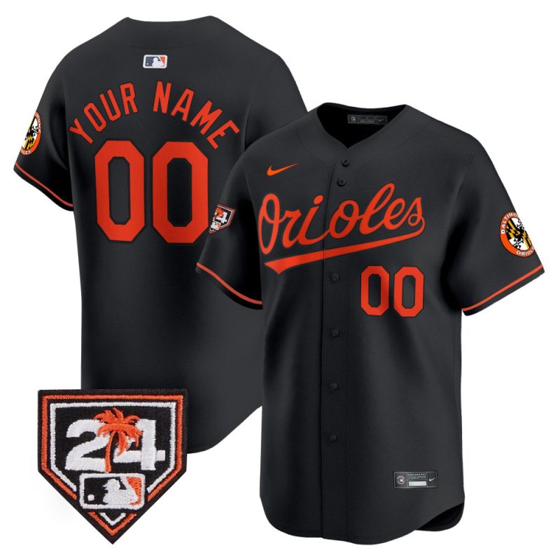 baltimore orioles 2024 spring training patch custom men jersey black