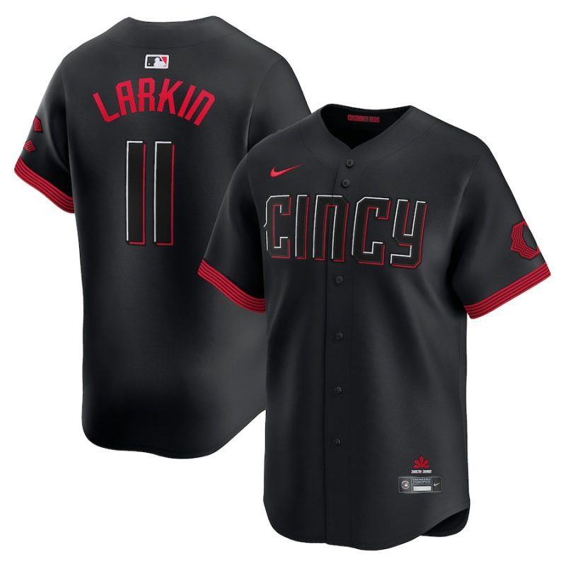 barry larkin 11 cincinnati reds city connect limited player men jersey black